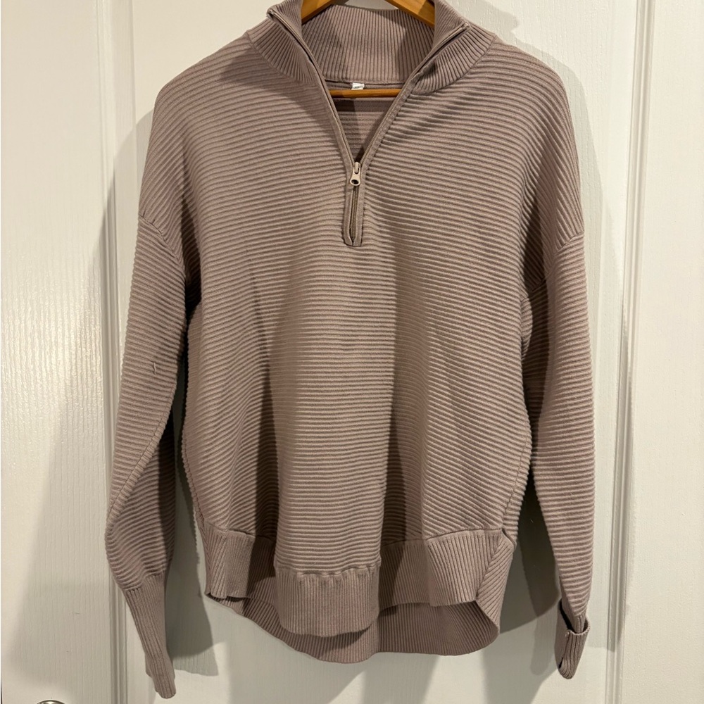 Amazon Women's Taupe Half-Zip Sweatshirt